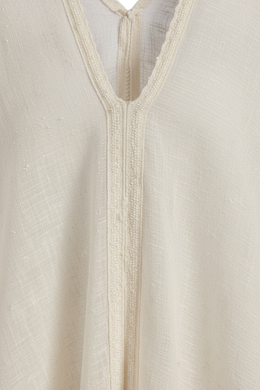 Ivory White Kaftan - Texture Detail