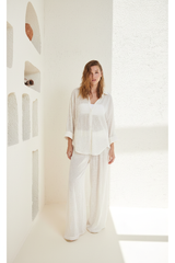 Luxury Textured Lounge Co-ord Set in Soft Coconut White - Front Full Body