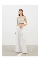 Luxury Minimal Linen Resort Set in Soft Ivory White - Lifestyle